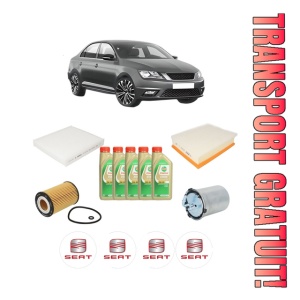 Set Pachet filtre revizie Bosch, 5 litrii ulei Castrol 5W30 SEAT TOLEDO IV (KG3) 1.6 TDI din 2015-2019, 4x Stickere auto cu SEAT