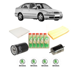 Set Pachet filtre revizie Bosch, 5 litrii ulei Castrol 5W30 SKODA Octavia I (1U2) 1.6 din 2000-2010, 4x Stickere auto cu SKODA - Img 2