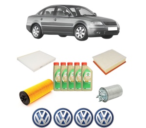 Set Pachet filtre revizie Bosch, 5 litrii ulei Castrol 5W30 Volkswagen PASSAT B5.5 (3B3) 2.5 TDI 4motion din 2003-2005, 4x Stickere auto cu Volkswagen - Img 2