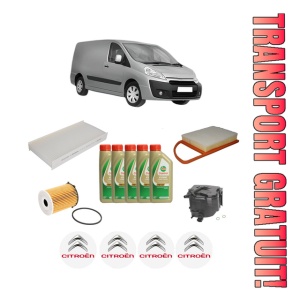 Set Pachet filtre revizie Bosch, 5 litrii ulei Castrol 5W40 CITROEN JUMPY II Van 1.6 HDi 90 8V din 2007-2016, 4x Stickere auto cu CITROEN