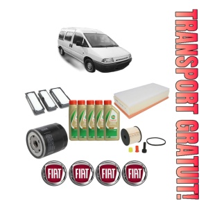 Set Pachet filtre revizie Bosch, 5 litrii ulei Castrol 5W40 FIAT SCUDO Bus (220_) 2.0 JTD din 2004-2006, 4x Stickere auto cu FIAT