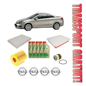 Set Pachet filtre revizie Bosch, 5 litrii ulei Castrol 5W40 OPEL ASTRA H TwinTop (A04) 1.9 CDTi (L67) din 2005-2010, 4x Stickere auto cu OPEL