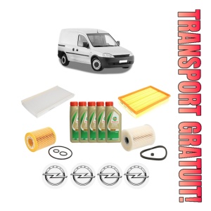 Set Pachet filtre revizie Bosch, 5 litrii ulei Castrol 5W40 OPEL COMBO Box Body/MPV 1.7 DTI 16V din 2001, 4x Stickere auto cu OPEL