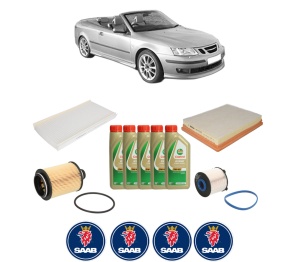 Set Pachet filtre revizie Bosch, 5 litrii ulei Castrol 5W40 SAAB 9-3 Convertible (YS3F) 1.9 TTiD din 2007-2015, 4x Stickere auto cu SAAB - Img 2