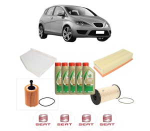 Set Pachet filtre revizie Bosch, 5 litrii ulei Castrol 5W40 SEAT ALTEA (5P1) 1.9 TDI din 2004-2010, 4x Stickere auto cu SEAT - Img 2