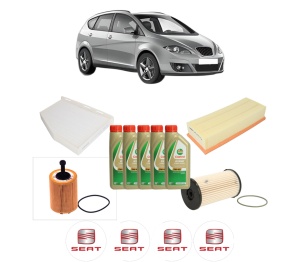 Set Pachet filtre revizie Bosch, 5 litrii ulei Castrol 5W40 SEAT ALTEA XL (5P5, 5P8) 1.9 TDI din 2006-2010, 4x Stickere auto cu SEAT - Img 2
