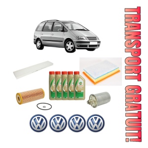 Set Pachet filtre revizie Bosch, 5 litrii ulei Castrol 5W40 Volkswagen SHARAN (7M8, 7M9, 7M6) 1.9 TDI din 2000-2010, 4x Stickere auto cu Volkswagen
