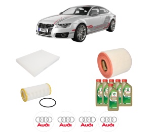 Set Pachet filtre revizie Bosch, 6 litrii ulei Castrol 0W20 AUDI A7 Sportback (4KA) 40 TFSI Mild Hybrid din 2020, 4x Stickere auto cu AUDI - Img 2