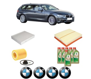 Set Pachet filtre revizie Bosch, 6 litrii ulei Castrol 0W20 BMW Seria 3 Touring (F31) 320 i xDrive din 2013-2015, 4x Stickere auto cu BMW - Img 2