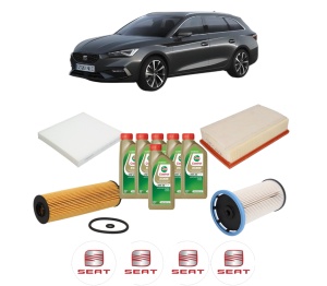 Set Pachet filtre revizie Bosch, 6 litrii ulei Castrol 0W20 SEAT LEON Sportstourer (KL8, KLD) 2.0 TDI din 2020, 4x Stickere auto cu SEAT - Img 2