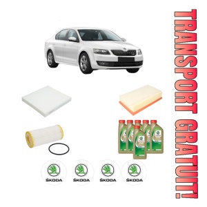 Set Pachet filtre revizie Bosch, 6 litrii ulei Castrol 0W20 SKODA Octavia III (5E3, NL3, NR3) 2.0 TSI RS din 2017-2020, 4x Stickere auto cu SKODA