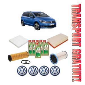 Set Pachet filtre revizie Bosch, 6 litrii ulei Castrol 0W20 Volkswagen TOURAN (5T1) 2.0 TDI din 2020, 4x Stickere auto cu Volkswagen
