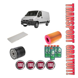 Set Pachet filtre revizie Bosch, 6 litrii ulei Castrol 10W40 FIAT DUCATO Bus (244_) 2.0 Bipower din 2002-2006, 4x Stickere auto cu FIAT