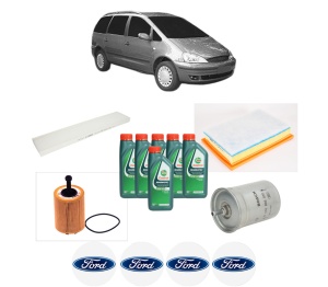 Set Pachet filtre revizie Bosch, 6 litrii ulei Castrol 10W40 FORD GALAXY MK I VAN (WGR) 2.8 din 2000-2006, 4x Stickere auto cu FORD - Img 2