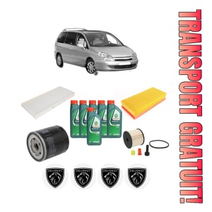Set Pachet filtre revizie Bosch, 6 litrii ulei Castrol 10W40 PEUGEOT 807 (EB_) 2.2 HDi din 2002, 4x Stickere auto cu PEUGEOT