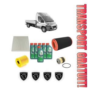 Set Pachet filtre revizie Bosch, 6 litrii ulei Castrol 10W40 PEUGEOT BOXER Platform/Chassis 2.2 HDi 100 din 2006, 4x Stickere auto cu PEUGEOT