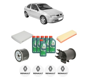 Set Pachet filtre revizie Bosch, 6 litrii ulei Castrol 10W40 RENAULT MEGANE I Coach (DA0/1_) 1.9 dCi (DA05, DA1F) din 2001-2003, 4x Stickere auto cu RENAULT - Img 2