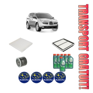Set Pachet filtre revizie Bosch, 6 litrii ulei Castrol 10W40 SUBARU TRIBECA (B9) 3.0 (WXE) din 2005, 4x Stickere auto cu SUBARU