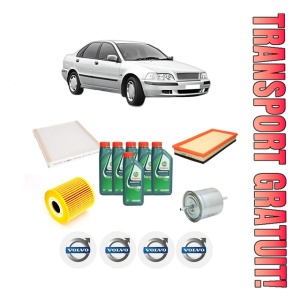 Set Pachet filtre revizie Bosch, 6 litrii ulei Castrol 10W40 VOLVO S40 I (644) 2.0 T din 2000-2001, 4x Stickere auto cu VOLVO