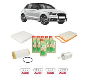 Set Pachet filtre revizie Bosch, 6 litrii ulei Castrol 5W30 AUDI A1 Sportback (8XA, 8XF) S1 quattro din 2014-2018, 4x Stickere auto cu AUDI - Img 2