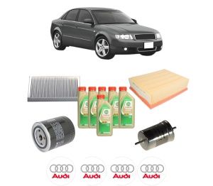 Set Pachet filtre revizie Bosch, 6 litrii ulei Castrol 5W30 AUDI A4 B6 (8E2) 2.4 din 2001-2004, 4x Stickere auto cu AUDI - Img 2