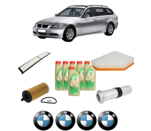 Set Pachet filtre revizie Bosch, 6 litrii ulei Castrol 5W30 BMW Seria 3 Touring (E91) 320 d xDrive din 2008-2010, 4x Stickere auto cu BMW - Img 2