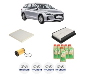 Set Pachet filtre revizie Bosch, 6 litrii ulei Castrol 5W30 HYUNDAI i30 Kombi Van (PDE) 1.6 CRDi VGT din 2017, 4x Stickere auto cu HYUNDAI - Img 2
