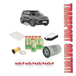 Set Pachet filtre revizie Bosch, 6 litrii ulei Castrol 5W30 KIA SOUL II (PS) 1.6 CRDi 128 din 2014-2018, 4x Stickere auto cu KIA