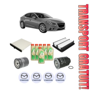 Set Pachet filtre revizie Bosch, 6 litrii ulei Castrol 5W30 MAZDA 3 Saloon (BM_, BN_) 1.5 D (BMLFP, BMLFS) din 2016-2019, 4x Stickere auto cu MAZDA