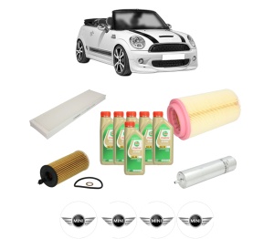 Set Pachet filtre revizie Bosch, 6 litrii ulei Castrol 5W30 MINI MINI Convertible (R57) Cooper D din 2009-2013, 4x Stickere auto cu MINI - Img 2