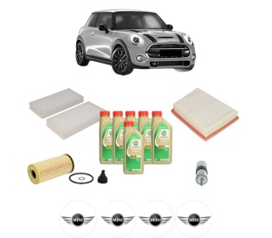 Set Pachet filtre revizie Bosch, 6 litrii ulei Castrol 5W30 MINI MINI (F56) Cooper S JCW din 2013, 4x Stickere auto cu MINI - Img 2