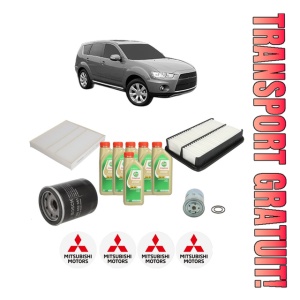 Set Pachet filtre revizie Bosch, 6 litrii ulei Castrol 5W30 MITSUBISHI OUTLANDER II Van (CW_W) Di-D 4WD (CW1W) din 2010-2012, 4x Stickere auto cu MITSUBISHI