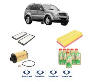 Set Pachet filtre revizie Bosch, 6 litrii ulei Castrol 5W30 SSANGYONG REXTON W / REXTON 2.0 Xdi din 2012-2015, 4x Stickere auto cu SSANGYONG - Img 2