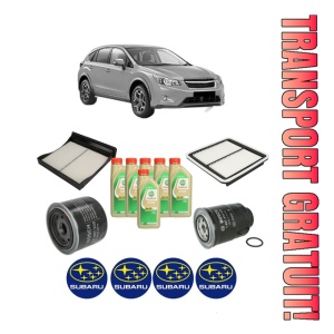 Set Pachet filtre revizie Bosch, 6 litrii ulei Castrol 5W30 SUBARU XV (_GP_) 2.0 D AWD din 2012-2017, 4x Stickere auto cu SUBARU