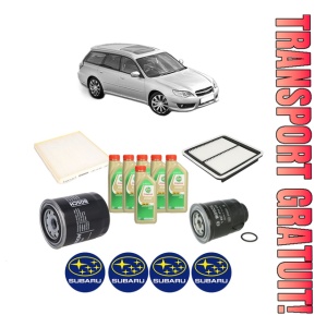 Set Pachet filtre revizie Bosch, 6 litrii ulei Castrol 5W30 SUBARU LEGACY IV Estate (BP) 2.0 D AWD (BPD) din 2008-2009, 4x Stickere auto cu SUBARU