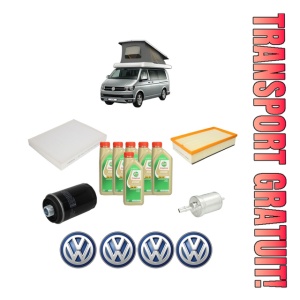 Set Pachet filtre revizie Bosch, 6 litrii ulei Castrol 5W30 Volkswagen CALIFORNIA T6 Camper (SGC, SGG, SHC) 2.0 TSI din 2015-2019, 4x Stickere auto cu Volkswagen