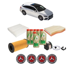 Set Pachet filtre revizie Bosch, 6 litrii ulei Castrol 5W40 MERCEDES-BENZ CLA Shooting Brake (X118) CLA 180 d (118.603) din 2019, 4x Stickere auto cu MERCEDES-BENZ - Img 2