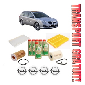 Set Pachet filtre revizie Bosch, 6 litrii ulei Castrol 5W40 OPEL VECTRA C Estate (Z02) 2.0 DTI (F35) din 2003-2005, 4x Stickere auto cu OPEL