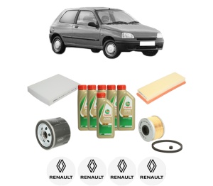 Set Pachet filtre revizie Bosch, 6 litrii ulei Castrol 5W40 RENAULT CLIO II Hatchback Van (SB0/1/2_) 1.9 DTi (SB0U) din 2000-2001, 4x Stickere auto cu RENAULT - Img 2