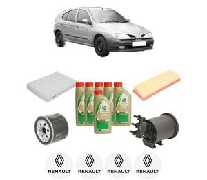 Set Pachet filtre revizie Bosch, 6 litrii ulei Castrol 5W40 RENAULT MEGANE I (BA0/1_) 1.9 dCi (BA05, BA1F) din 2001-2003, 4x Stickere auto cu RENAULT - Img 2