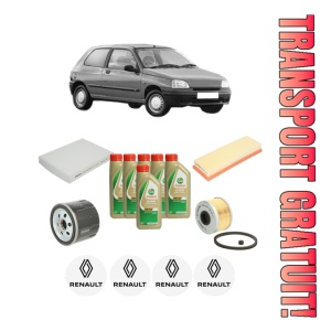 Set Pachet filtre revizie Bosch, 6 litrii ulei Castrol 5W40 RENAULT CLIO II Hatchback Van (SB0/1/2_) 1.9 DTi (SB0U) din 2000-2001, 4x Stickere auto cu RENAULT
