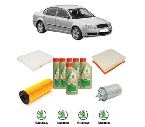 Set Pachet filtre revizie Bosch, 6 litrii ulei Castrol 5W40 SKODA SUPERB I (3U4) 2.5 TDI din 2003-2008, 4x Stickere auto cu SKODA - Img 2