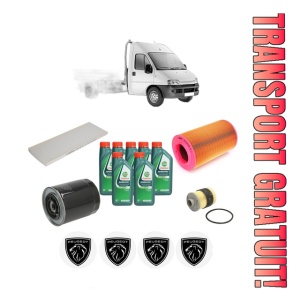 Set Pachet filtre revizie Bosch, 7 litrii ulei Castrol 10W40 PEUGEOT BOXER Platform/Chassis (244) 2.8 HDi din 2004-2006, 4x Stickere auto cu PEUGEOT