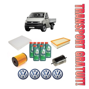 Set Pachet filtre revizie Bosch, 7 litrii ulei Castrol 10W40 Volkswagen TRANSPORTER T5 Platform/Chassis (7JD, 7JE, 7JL, 7JY, 7JZ, 7F VR6 3.2 4motion din 2003-2009, 4x Stickere auto cu Volkswagen