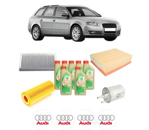 Set Pachet filtre revizie Bosch, 7 litrii ulei Castrol 5W30 AUDI A4 B7 Avant (8ED) 3.2 FSI din 2005-2008, 4x Stickere auto cu AUDI - Img 2