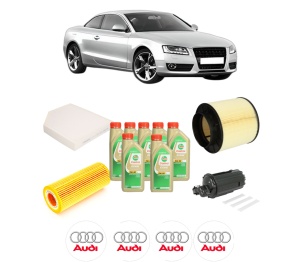 Set Pachet filtre revizie Bosch, 7 litrii ulei Castrol 5W30 AUDI A5 (8T3) 3.2 FSI quattro din 2007-2012, 4x Stickere auto cu AUDI - Img 2