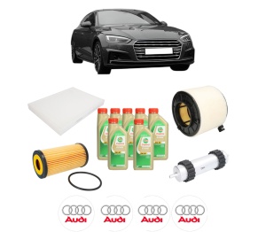 Set Pachet filtre revizie Bosch, 7 litrii ulei Castrol 5W30 AUDI A5 (F53, F5P) 45 TDI quattro din 2018-2020, 4x Stickere auto cu AUDI - Img 2