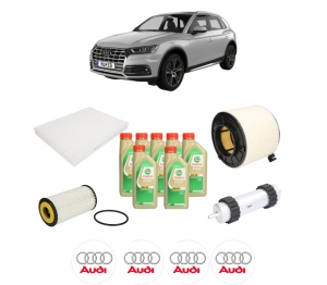 Set Pachet filtre revizie Bosch, 7 litrii ulei Castrol 5W30 AUDI Q5 (FYB, FYG) SQ5 TDI Mild Hybrid quattro din 2019-2020, 4x Stickere auto cu AUDI - Img 2