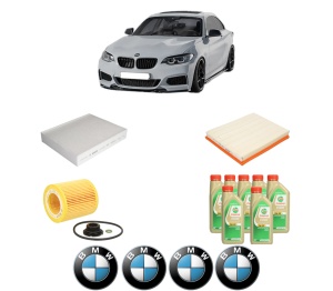 Set Pachet filtre revizie Bosch, 7 litrii ulei Castrol 5W30 BMW Seria 2 Coupe (F22, F87) M 235 i xDrive din 2014-2016, 4x Stickere auto cu BMW - Img 2