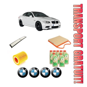 Set Pachet filtre revizie Bosch, 7 litrii ulei Castrol 5W30 BMW Seria 3 Coupe (E92) 335 i xDrive din 2008-2013, 4x Stickere auto cu BMW
